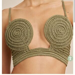 $500 Cult Gaia Sage Viviana Crochet Bralette Corset Top sz XS